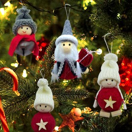 Set of 8 Knitted Christmas Pendants Christmas Gnome Tree Pendant Christmas Tree Decoration Set Christmas Decorations Angel (B)
