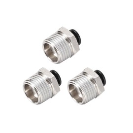 sourcing map Straight Pneumatic Push to Quick Connect Fittings 1/2NPT Male X 6mm Tube OD Silver Tone 3pcs