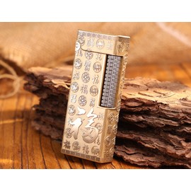WDMART- H59 Brass Mechanical Trench Lighter • Retro Soft Flame Oil Lighter • Cool Open Flame Kerosene Lighters one Click lid Opening • Model：Flame Spirit (BF)