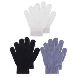 3 Pairs Kids Winter Magic Gloves Children Stretchy Warm Gloves Knit Mitten Gloves for Boys Girls Riding Cycling Bike Outdoors Sports (Practical, S)