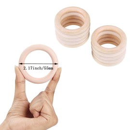 Wooden Ring, Natural Wood Rings, Macrame Rings, Natural Wood Rings, Natural Wood Round Rings, Natural Wooden Rings for Crafts, DIY, Home Decoration, Pendant Connections, DIY Accessories, Pack of 10