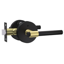 goldenwarm 1 Pack Black and Gold Interior Door Handle, Privacy Lever Door Handle, Matte Black Interior Door Lever Pack, Black and Gold Door Handles Interior for Bedroom, Bathroom