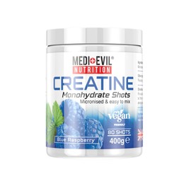 Medi-Evil Nutrition Creatine Monohydrate Powder 400g, Blue Raspberry Flavour, Micronised for Easy Mixing, Improve Strength and Physical Performance
