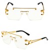 Retro Rimless Large Square Sunglasses Women Men Luxury Shades Frameless