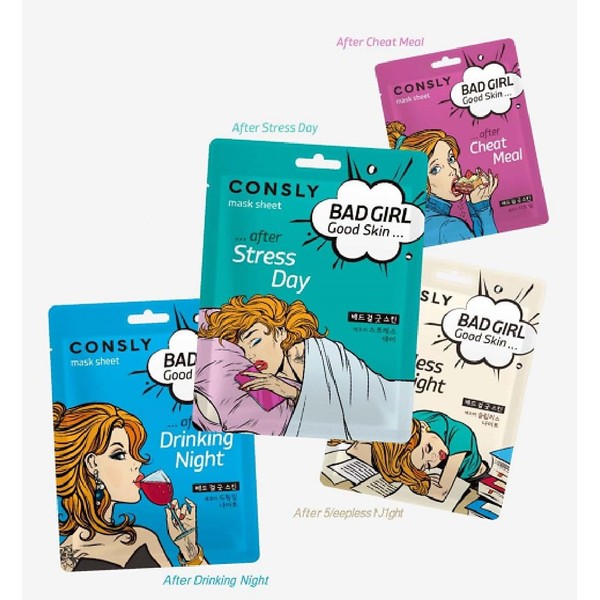 CONSLY_Bad Girl Good Skin Face Mask Set (4 pack), Hydrating