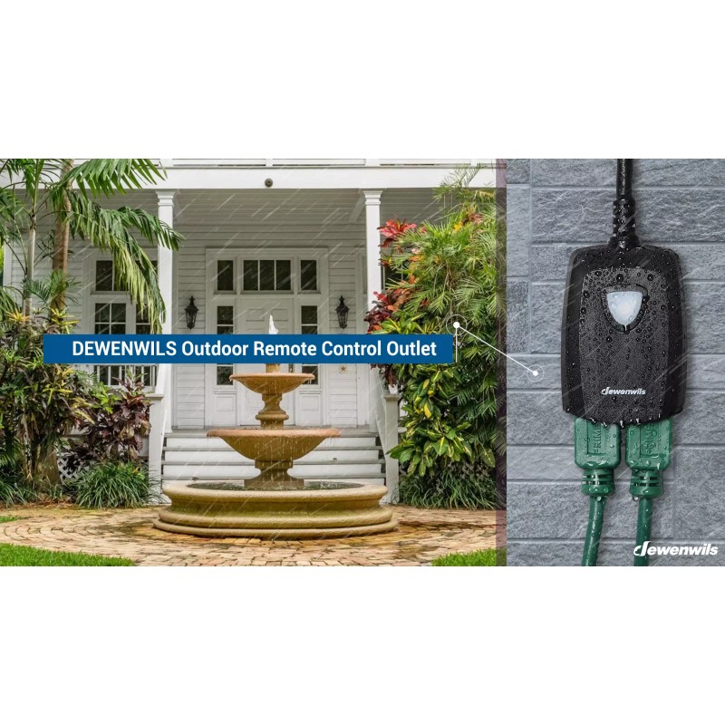 DEWENWILS Outdoor Wireless Remote Control Outlet Switch Plug In Weatherproof