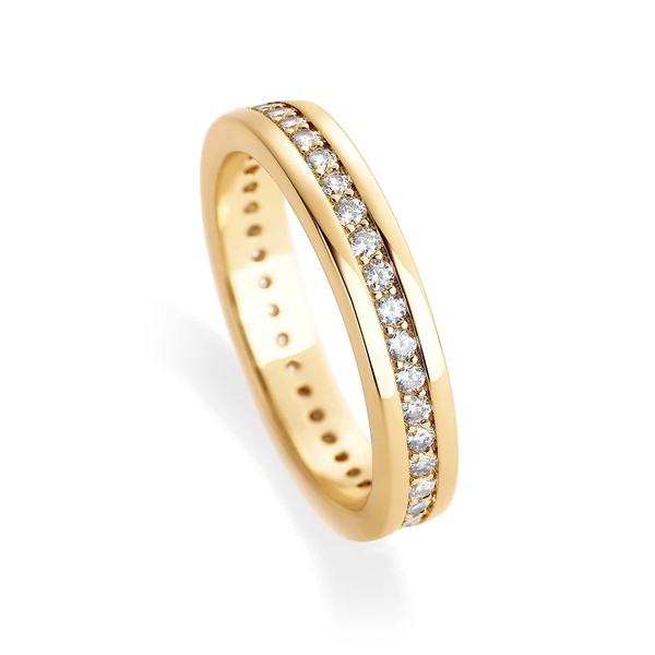PAVOI 18K Yellow Gold Plated Stacking Tiny Cubic Zirconia Band | Eternity Rings for Women | Thumb Ring | Size 7