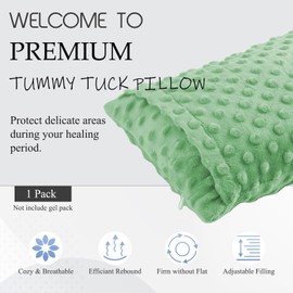 zhijiazhi Abdominal Surgery Pillow with Pocket, Hysterectomy Pillow, Lumpectomy Recovery Pillow for Women, Small Pillow for Travel (Green)