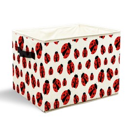 JFFTLL Ladybug Storage Bins with Handles, Lady Bug Gifts for Women Men, Cute Red Ladybug Insect Collapsible Laundry Basket Storage Box for Home Bedroom Bathroom Clothes Toys Books
