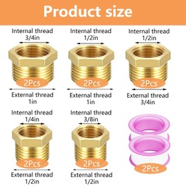 Pack of 10 Reducer, FORMVERSITY Reducer 1 Inch to 1/2 Inch, 3/4 to 1/2 Inch Adapter Reducer 1/2 to 1/4, Reduction 1/2 to 3/8 Reduction 1 Inch to 3/4 Inch, Reduction Adapter AG/IG