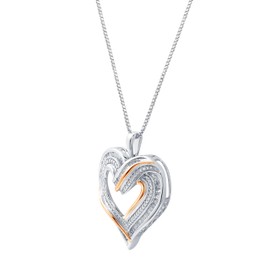 GILDED Sterling Silver two-tone 1/2 CTTW Diamond Open Heart Pendant