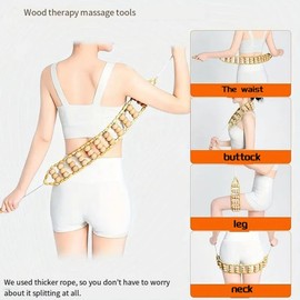 Rope Back Massager - 47.2 Inches Massager Tool for Back, Neck, Legs, Waist, Wooden Massage Roller