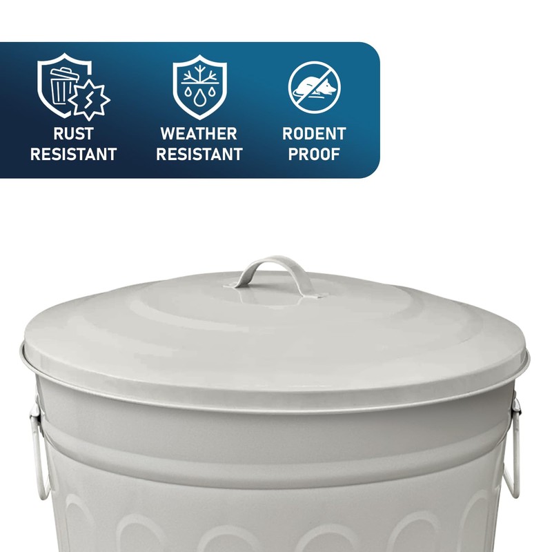 MARKSON Trash Can 13 Gallon, Steel Trash Can with Lid,