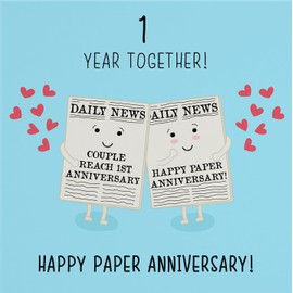 Hunts England - 1st Wedding Anniversary Card - Paper Anniversary - Iconic Collection - Standard Size - For Him, Her, Couples - Fun Cute Anniversary Card