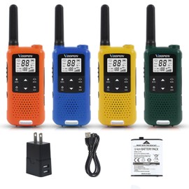 V22 Rechargeable Walkie Talkies for Adults 22 FRS Channels NOAA Weather Two Way Radios with LCD Screen Flashlight VOX Lithium Battery for Family Camping, Hiking, Skiing and Outdoor Adventures（4 Pack）