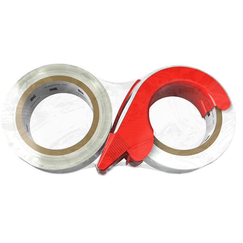 [110 Total Yards] Clear Packing Tape with Dispenser [2 Pack]