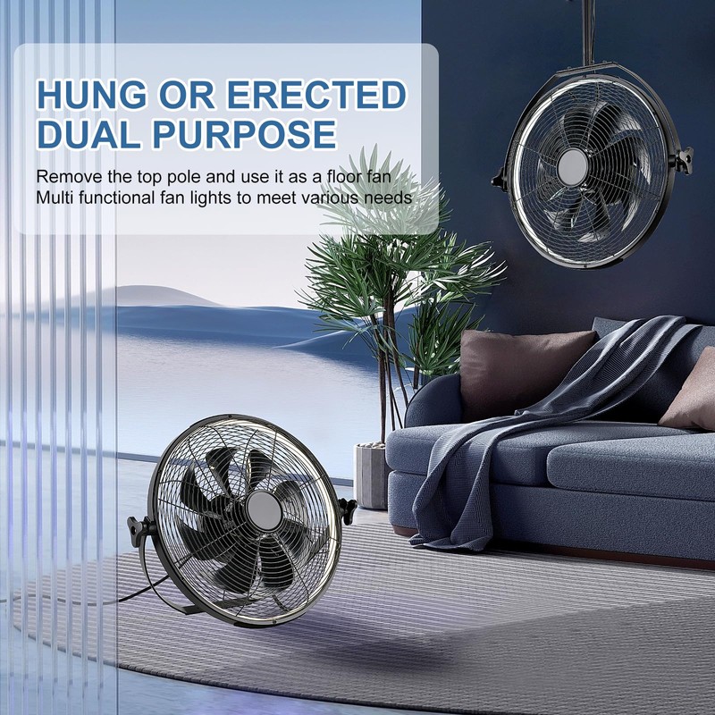 Gazebo Fans Outdoor Hanging Ceiling Fans with Lights,16" Portable Plug