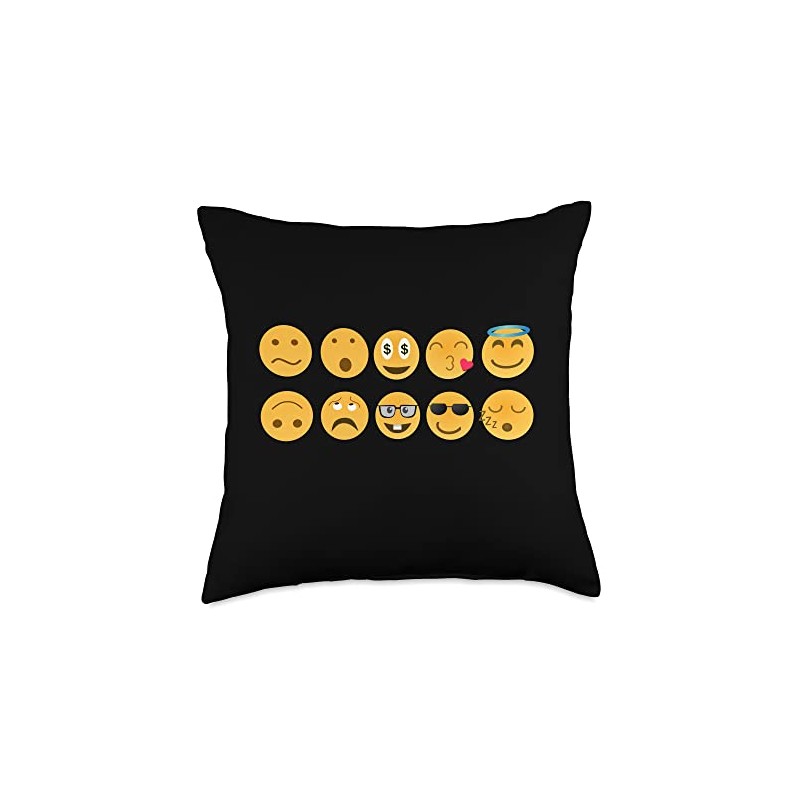 Emoticon Set Throw Pillow