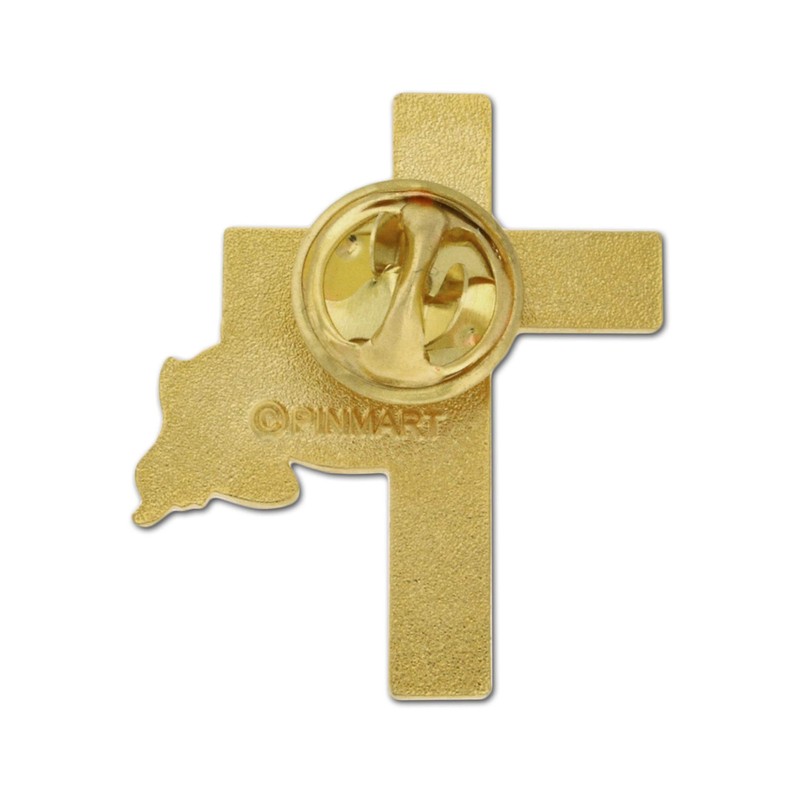 PinMart American Flag Gold Cross Religious Military Patriotic Lapel Pin