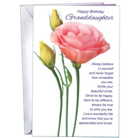 Granddaughter Birthday Card - Opens to 10" X 7.75" - Full Color Throughout - Happy Birthday Granddaughter - You Are Loved