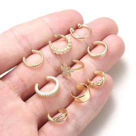 Dochais 9 Piece Ear Cuff Set Women's Ear Cuff Earrings Earcuffs Set Ear Cuff Helix Cartilage Ear Cuff Without Ear Piercing Ear Clips Girls Wrap Earring Fake Pircings Ear Cuffs Ear Cuff Earring,