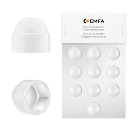 EMFA Hexagonal protective caps M10 for screws (spanner size 17) white pack of 100 screw caps protective caps for nuts M10