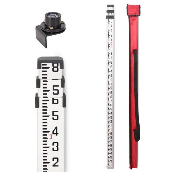 Mountlaser Aluminum Grade Rod 9Foot-10th, 3 Sections Dual Sided Telescoping