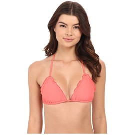 Luli Fama Women's Cosita Buena Wavy Triangle Bikini Top, Fire Coral, Small