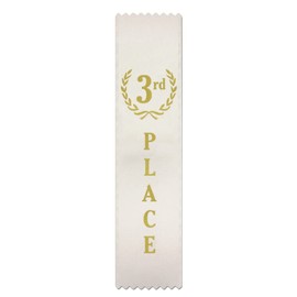 RibbonsNow 3rd Place (White) Ribbons - 100 Economical Flat Style Ribbons (No Card & String)