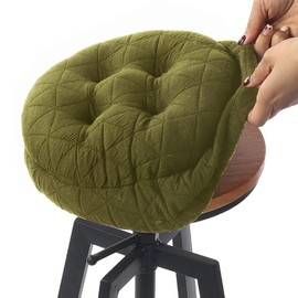BUYUE Round Bar Stool Seat Cushion, Dia.12 Luxury Fashion Jacquard with Anti-Skid Silicone Bar Stool Cushion Padded (Green, S,1 Count)