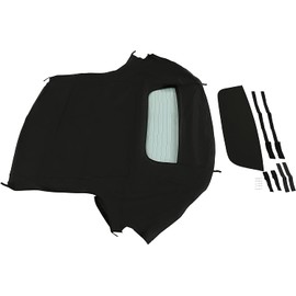 Kojem Convertible Soft Top Roof Compatible with 2002-2009 Honda S2000 - Black Sailcloth Vinyl Top & Clear Heated Glass Window
