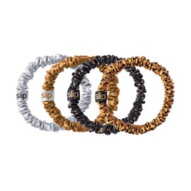 Slip Silk Skinnie Scrunchie Bauble in Paparazzi - 100% Pure 22 Momme Mulberry Silk Scrunchies for Women - Hair-Friendly Silk Scrunchies - Luxurious Elastic Hair Scrunchie Set (4 Scrunchies)