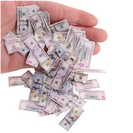 5 Styles 500 Pieces Miniature Money Mini Money Model for 1/6 Scale Doll Accessories,Miniture Dollhouse Scene,Mini Props Tiny Money Five Dollar Bills for Figure Accessories,Tiny Collectibles (Set B)