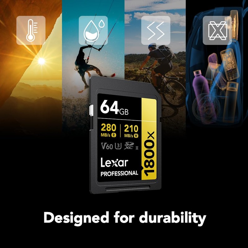 Lexar SD Card Professional 1800x SDXC Card Max Read 270MB/s