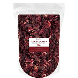 ZAVBE Hibiscus Tea 2lbs Dried Hibiscus Flower Perfect for Hibiscus Tea loose leaf, Flor de Jamaica, Cut and Sifted Packaged in Resealable Bag Hot & Iced Tea, Whole Flowers and Petals. (32, Ounces)
