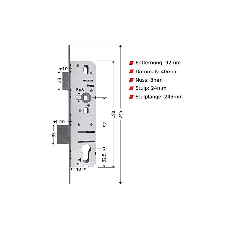 FELGNER Tubular Frame Profile Cylinder Mortise Lock A01 | Lock