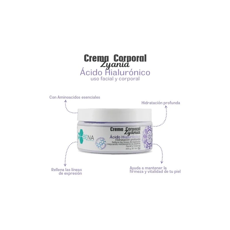 Crema Corporal Facial Y Corporal Ácido Hialurónico, Bena