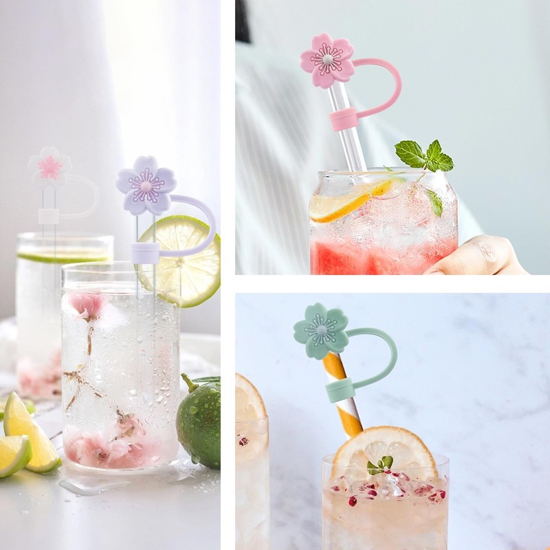 Hebterrka Thermal Cup Accessories: Pack of 5 Multicoloured Flower Straw