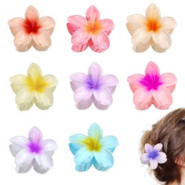 Jurcicat Pack of 8 Flower Hair Clips Trendy Non-Slip Cute Plastic Hair Clips for Non-Slip Hair Clip Fixing Women Thick/Thin Hair