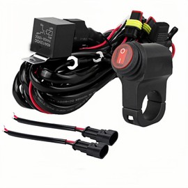 LINJIE Motorcycle Two Lights Wiring Harness Kit 12V Relay Spot Lights Wiring On Off Waterproof Switch Motorcycle Wiring Kit (5ft), Black