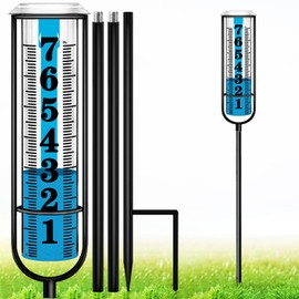 Rain Gauge Outdoor, Upgraded Accurate Rain Gauges Outdoors Best Rated, Freeze Proof Thickened Transparent Plastic Rain Measure Gauge for Yard, Adjustable Height Large Rain Measuring Tool for Garden