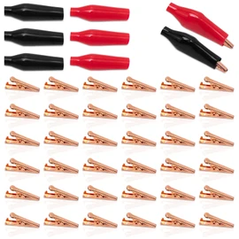 36 PCS Copper Alligator Clips with Soft Insulated Cover,27mm Small Alligator Clips Electrical，Soldering Heat Sinks Crocodile Clamps for Cable Lead Connection,Solder, Electrical Test (Brass)