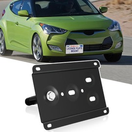 Front License Plate Bracket No Drill Car Front Bumper Tow Hook Mount Bracket Adapter Fits for 2011-2018 Hyundai Veloster