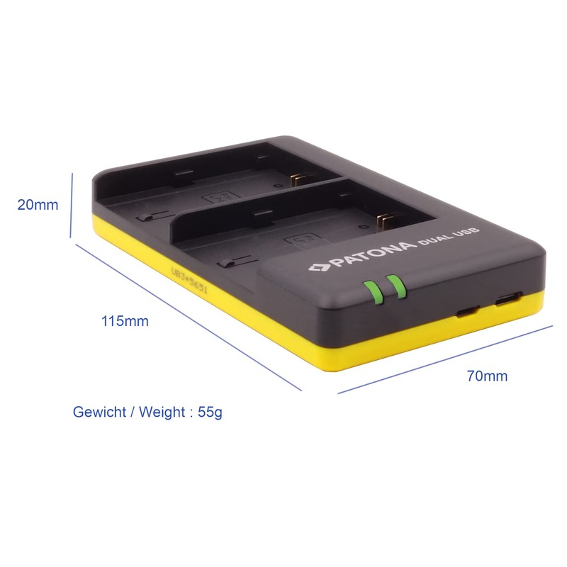 Patona USB Dual Ladegerät 1968 - kompatibel mit Akku Canon