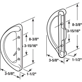 Prime-Line C 1360 Sliding Door Handle Set, Mortise Style, 3-15/16 In. Hole Center, White Finish (D Pull Interior/D Pull Exterior)