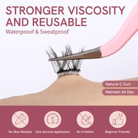 Self Adhesive Lash Clusters DIY Eyelash Extensions C Curl Natural 42Pcs Pre-Glued Cluster Lashes 10.5-13.5MM No Glue Individual Lashes Self Application at Home(Camellia)