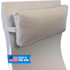 Jejavu Sunbrella Headrest/Lumbar Pillow for Ledge Chaises, Loungers, and Pool Chairs, Ideal for Outdoor and Patio Furniture, 18” x 8” x 3", Natural (White)