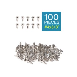 IMScrews 100pcs #4 x 3/8" (9.5mm) Stainless Flat Head Phillips Wood Screws 18-8 (304) Stainless Steel Countersunk Self Tapping Screws