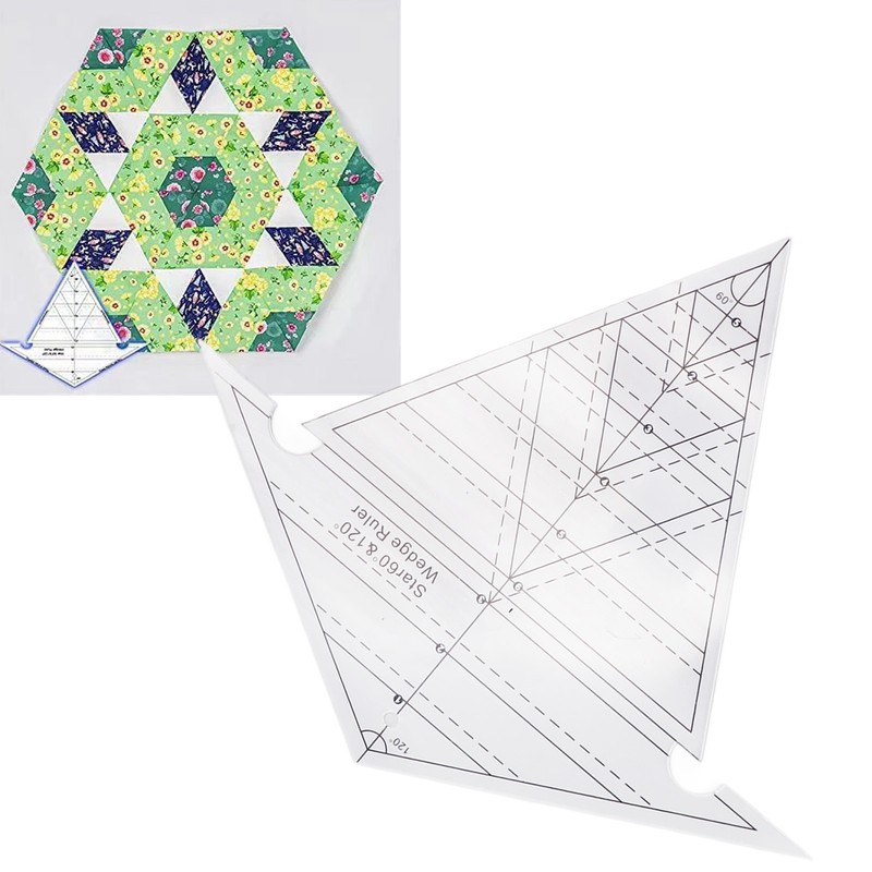 Sewing Wedge Ruler 60 Degree and 120 Degree Acrylic Transparent