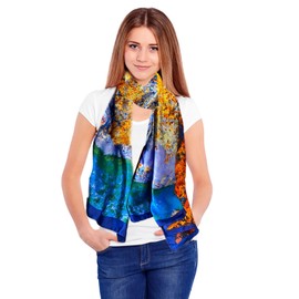 FAIRYGATE Silk Scarf Women's Long Scarf for Women High-Quality Silk Scarf Neckerchief Stole Large Scarf Women's Elegant 79, D18026